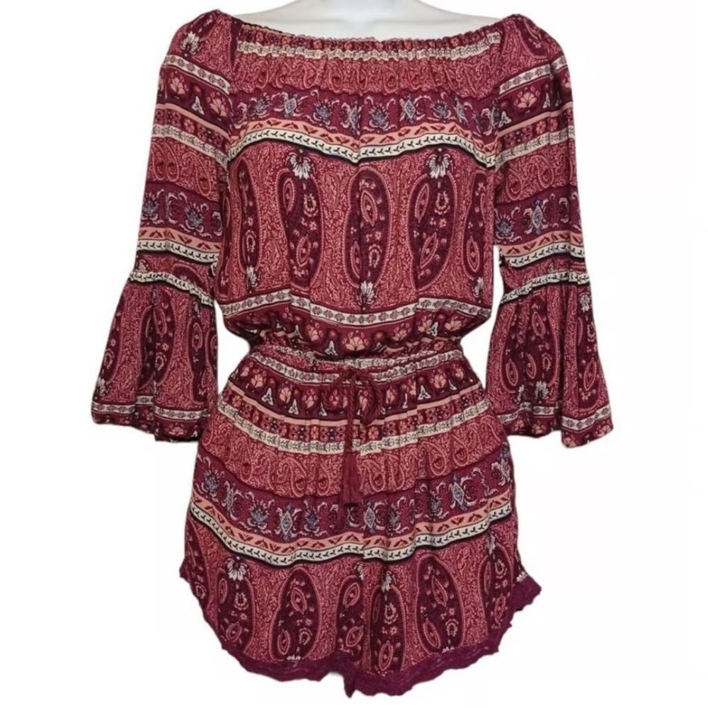 Forever21 Bohemian Paisley Off-Shoulder Romper